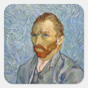 Vincent Van Gogh - Zelfportret Vierkante Sticker