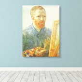 Vincent van Gogh - Zelfportret voor het ezel Canvas Afdruk (Insitu (Houten vloer))
