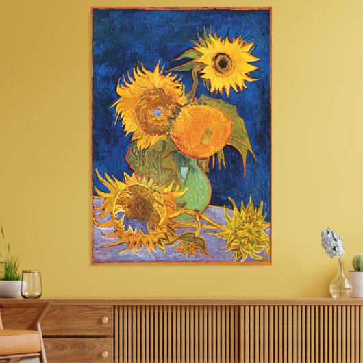Vincent van Gogh Zes Zonnebloemen Verpakt Canvas (Insitu (Woonkamer))