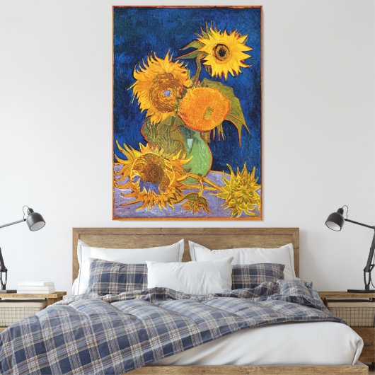 Vincent van Gogh Zes Zonnebloemen Verpakt Canvas (Insitu (Slaapkamer))