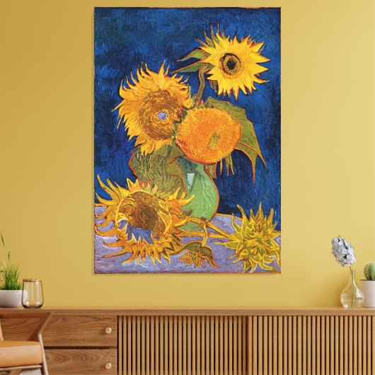 Vincent van Gogh Zes Zonnebloemen Verpakt Canvas (Insitu (Woonkamer))