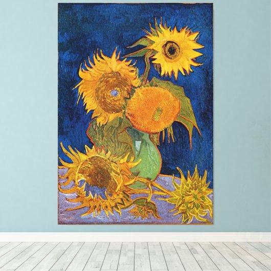 Vincent van Gogh Zes Zonnebloemen Verpakt Canvas (Insitu (Houten vloer))