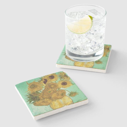 Vincent van Gogh | Zonnebloemen 1888 Stenen Onderzetter (Zijkant)