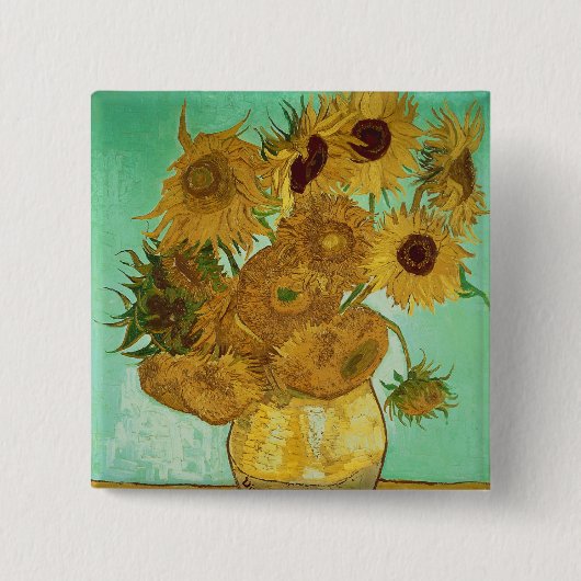 Vincent van Gogh | Zonnebloemen 1888 Vierkante Button 5,1 Cm (Voorkant)