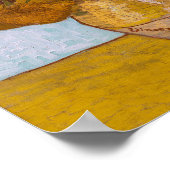 Vincent van Gogh Zonnebloemen Blauwe achtergrond Poster (Hoek)