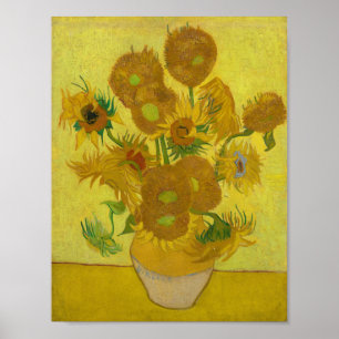Vincent van Gogh Zonnebloemen Gele achtergrond Poster