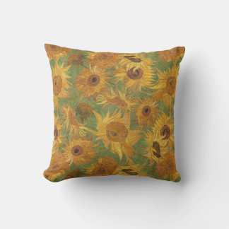 Vincent Van Gogh Zonnebloemen Groen Geel Kussen