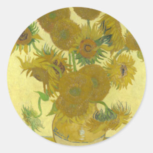 Vincent Van Gogh - Zonnebloemen - Klassieke schild Ronde Sticker