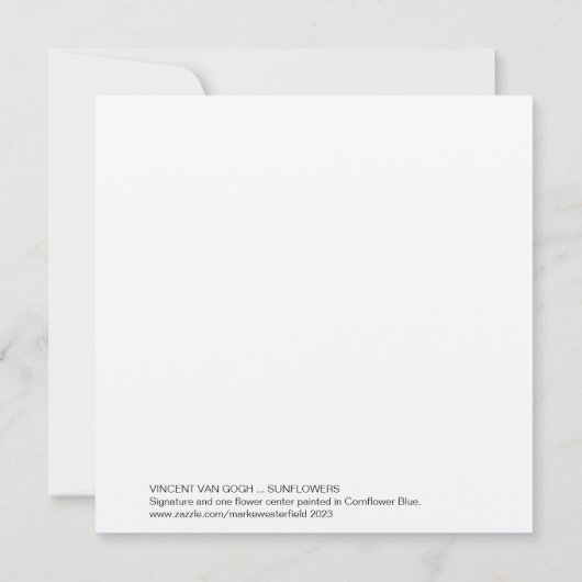 VINCENT VAN GOGH ZONNEBLOEMEN korenbloem blauw Bedankkaart (Achterkant)
