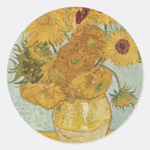 Vincent Van Gogh - Zonnebloemen - Levendige Floral Ronde Sticker