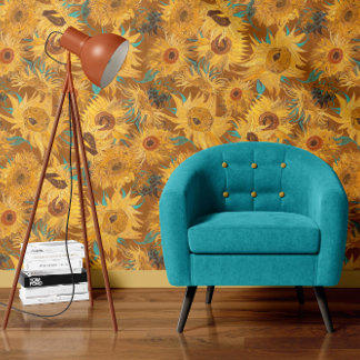 Vincent Van Gogh Zonnebloemen Roestbruin Geel Behang