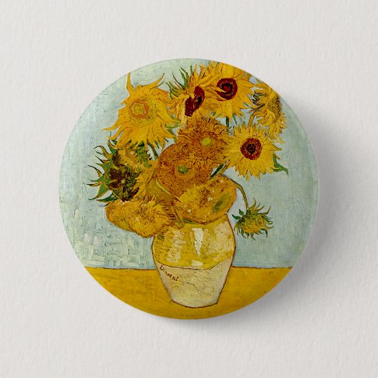 Vincent Van Gogh Zonnebloemen Ronde Button 5,7 Cm (Voorkant)