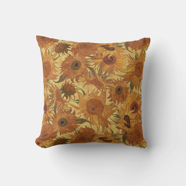 Vincent Van Gogh Zonnebloemen Saffraan Oranje Geel Kussen (Voorkant)