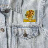 Vincent Van Gogh Zonnebloemen Vierkante Button 5,1 Cm (In situ)