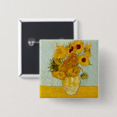 Vincent Van Gogh Zonnebloemen Vierkante Button 5,1 Cm (Voorkant /achterkant)