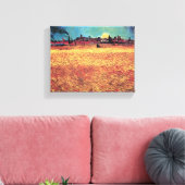 Vincent Van Gogh - Zonsondergang boven korenvelden Canvas Afdruk (Insitu (Woonkamer))
