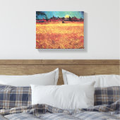 Vincent Van Gogh - Zonsondergang boven korenvelden Canvas Afdruk (Insitu (Slaapkamer))