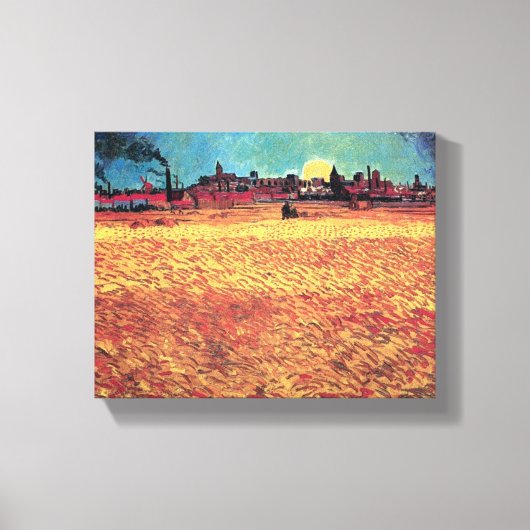 Vincent Van Gogh - Zonsondergang boven korenvelden Canvas Afdruk (Voorkant)