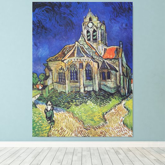 Vincent van Gogh's De Kerk bij Auvers Canvas Afdruk (Insitu (Houten vloer))