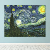 Vincent van Gogh's De Sterrennacht (1889) Canvas Afdruk (Insitu (Houten vloer))