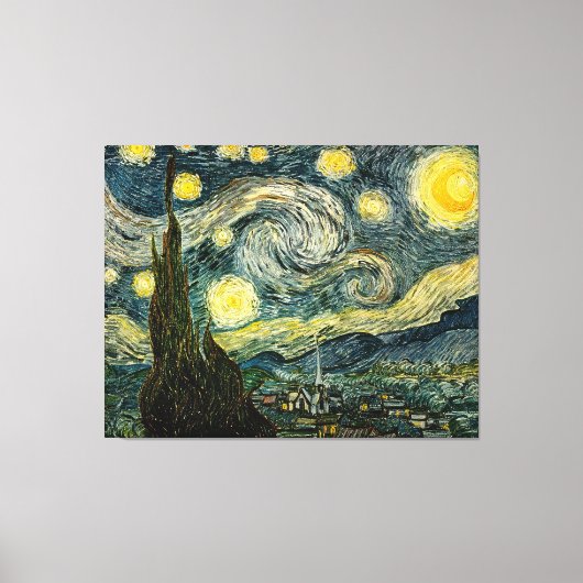 Vincent van Gogh's De Sterrennacht (1889) Canvas Afdruk (Voorkant)