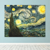 Vincent van Gogh's De Sterrennacht (1889) Canvas Afdruk (Insitu (Houten vloer))