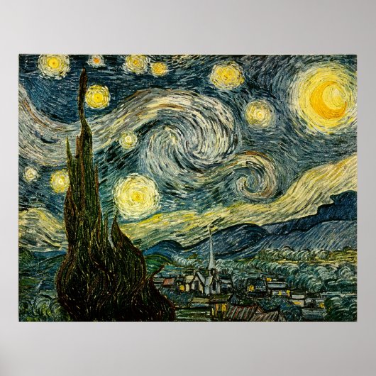 Vincent van Gogh's De Sterrennacht (1889) Poster (Voorkant)