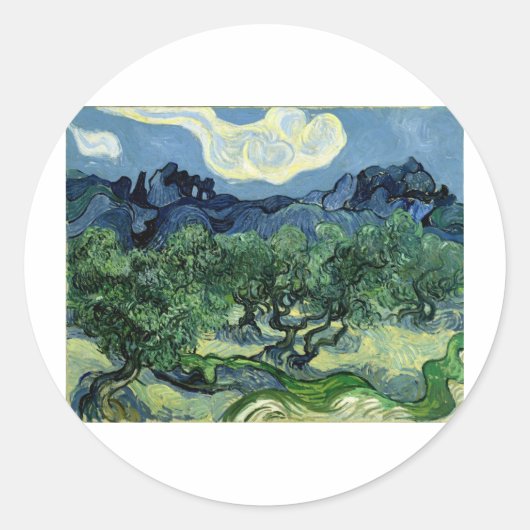 Vincent van Gogh's Olijfbomen (1889) Ronde Sticker (Voorkant)