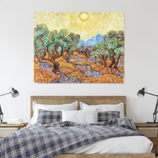 Vincent van Gogh's Olijfbomen Canvas Afdruk (Insitu (Slaapkamer))