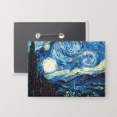Vincent van Gogh's painting, Starry Night, Button (Voorkant / Achterkant)