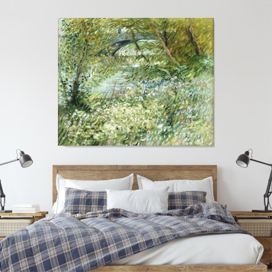 Vincent van Gogh's River Bank in Springtime Canvas Afdruk (Insitu (Slaapkamer))