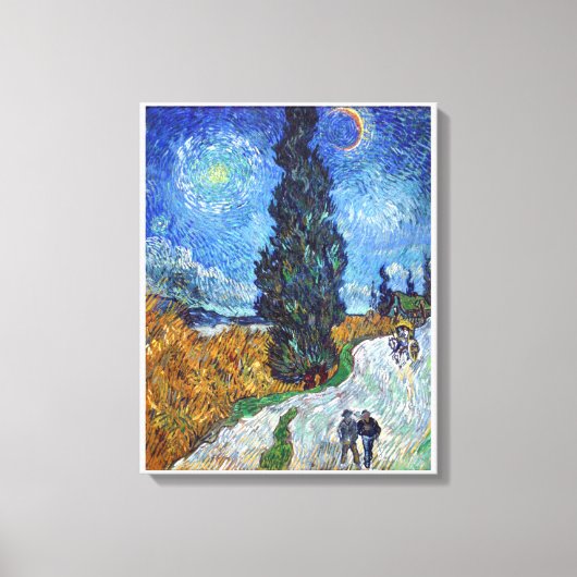 Vincent van Gogh's Road met Cypress en Star Canvas Afdruk (Voorkant)