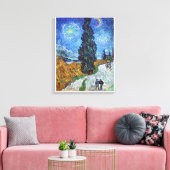 Vincent van Gogh's Road met Cypress en Star Canvas Afdruk (Insitu (Woonkamer))