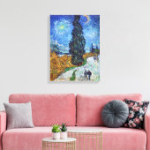 Vincent van Gogh's Road met Cypress en Star Canvas Afdruk (Insitu (Woonkamer))