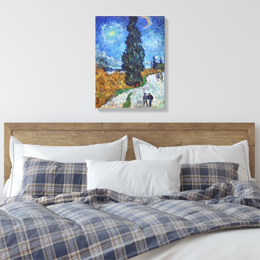 Vincent van Gogh's Road met Cypress en Star Canvas Afdruk (Insitu (Slaapkamer))