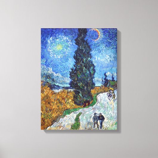 Vincent van Gogh's Road met Cypress en Star Canvas Afdruk (Voorkant)