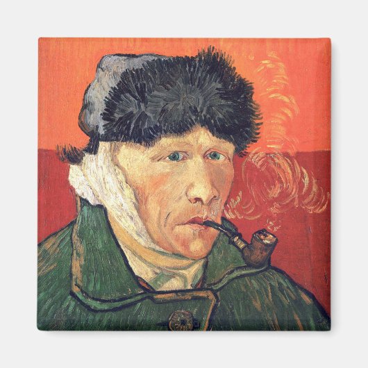 Vincent Van Gogh's Self Portret Bandaged Ear&Pipe Magneet (Voorkant)