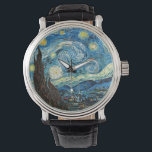 Vincent Van Gogh's Sterrennacht Horloge<br><div class="desc">Sterrennacht is een schilderij van de Nederlandse postpressionistische kunstenaar Vincent van Gogh. In juni 1889 werd het uitzicht 's nachts buiten zijn sanitariumraam op Saint-Rémy-de-Provence (in Zuid-Frankrijk) geschilderd, hoewel het overdag uit het geheugen werd geverfd. Het schilderij is een van de bekendste werken van Van Gogh en is een beslissende...</div>