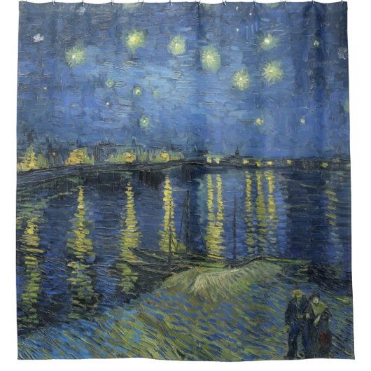 Vincent van Gogh's Sterrennacht over de Rijn Douchegordijn (Voorkant)