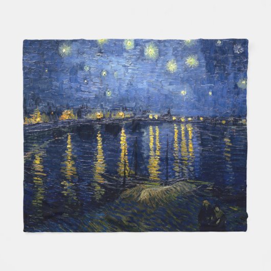 Vincent van Gogh's Sterrennacht over de Rijn Fleece Deken (Voorkant (Horizontaal))