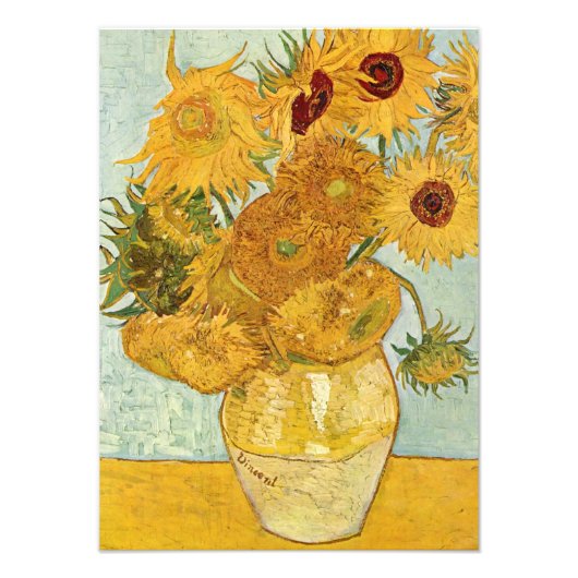 Vincent van Gogh's Stilleben mit 12 Sonnenblumen Foto Afdruk (Voorkant)