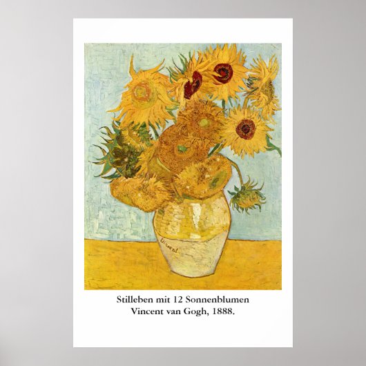 Vincent van Gogh's Stilleben mit 12 Sonnenblumen Poster (Voorkant)