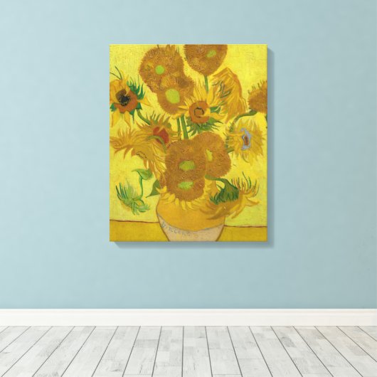 Vincent Van Gogh's Sunflower Canvas print (Insitu (Houten vloer))