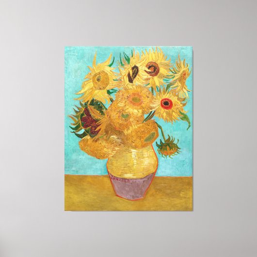 Vincent van Gogh's Vase met twaalf zonnebloemen Canvas Afdruk (Voorkant)