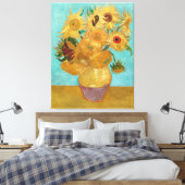 Vincent van Gogh's Vase met twaalf zonnebloemen Canvas Afdruk (Insitu (Slaapkamer))