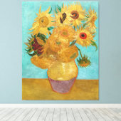 Vincent van Gogh's Vase met twaalf zonnebloemen Canvas Afdruk (Insitu (Houten vloer))