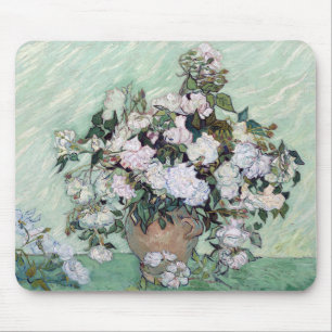 Vincent Willem van Gogh, ピンクの薔薇の花 瓶 Muismat