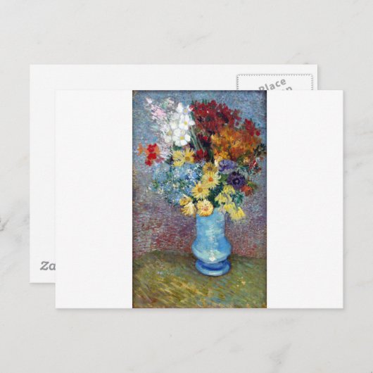 Vincent Willem van Gogh - Bloemen in een blauwe va Briefkaart (Voorkant / Achterkant)
