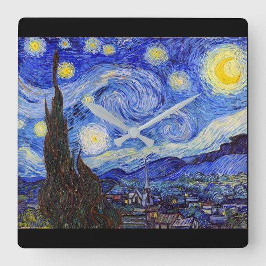 Vincent Willem van Gogh , “ Starry Night ” Vierkante Klok (Voorkant)