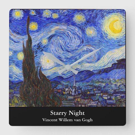 Vincent Willem van Gogh, "Sterrennacht" Vierkante Klok (Voorkant)